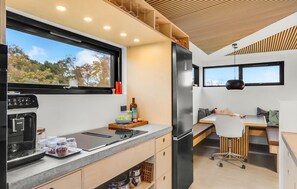 Fridge, microwave, dishwasher, coffee/tea maker
