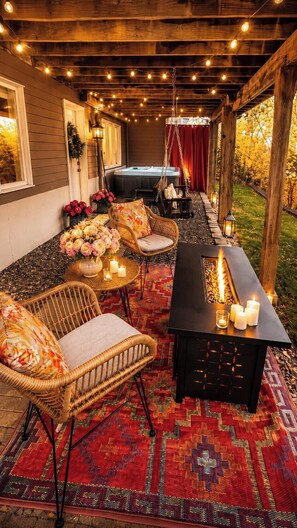 Outdoor spa tub - Private Retreat with fire pit and hot tub (Syracuse)
