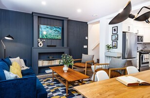 Revelation Retreat Townhouse-Private Hot Tub and Lower-Level Rec Room | Living area | 40-inch Smart TV with digital channels, TV, fireplace