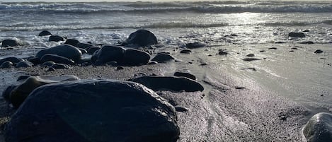 Playa en los alrededores y camastros 