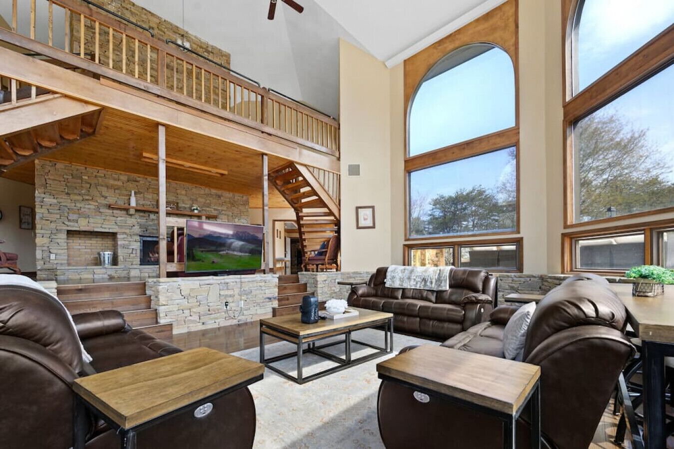 Smart TV, fireplace, video games, DVD player