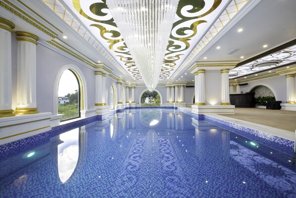 Indoor pool, open 6:00 AM to 7:00 PM, lifeguards on site