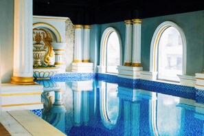 Indoor pool, open 6:00 AM to 7:00 PM, lifeguards on site