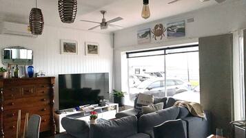 Smart TV, DVD player, books