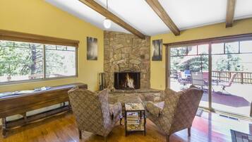 TV, fireplace, video games