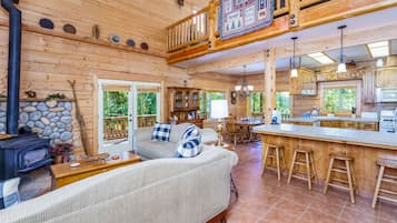 TV, fireplace, DVD player, foosball