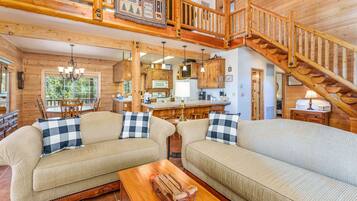 TV, fireplace, DVD player, foosball