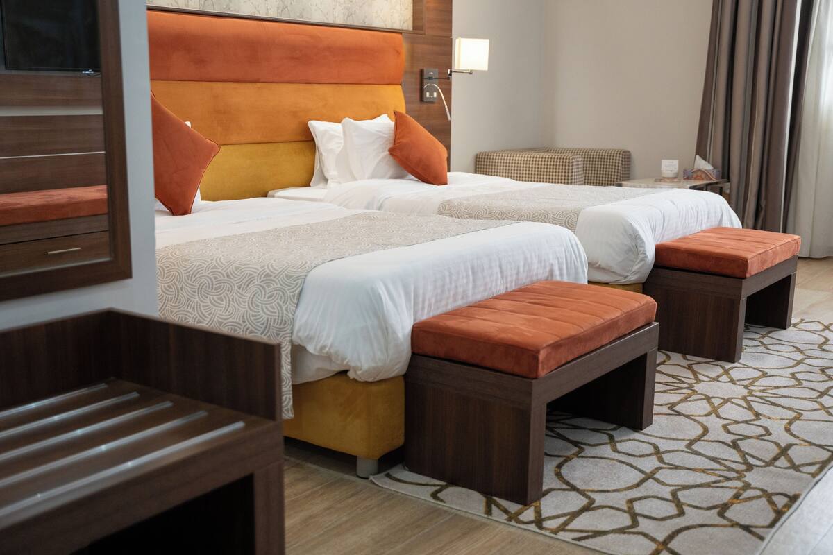 In-room safe, desk, laptop workspace, blackout drapes