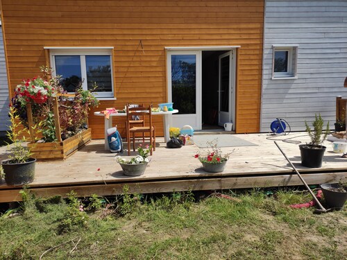 Wooden villa in residence near salt marshes and sea