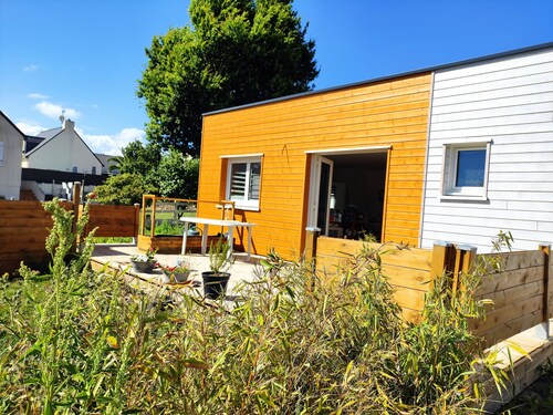 Wooden villa in residence near salt marshes and sea