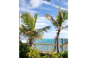 A coastal view with palm trees and a clear sky. - Charming 1-bedroom at Exuma Yacht Club (George Town)