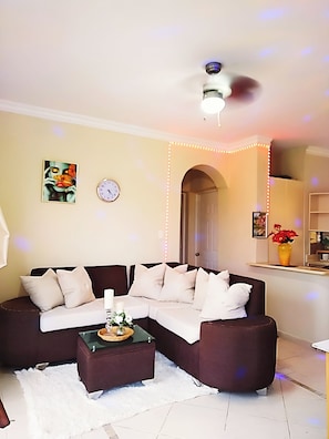 Smart TV - Villa Sol Apartments With Panoramic View Pool lights (Punta Cana)