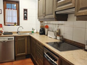 Fridge, microwave, oven, dishwasher