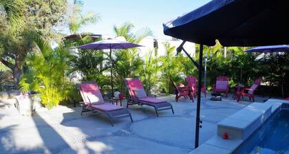 RV on private lot with pool 10 min walk to the beach