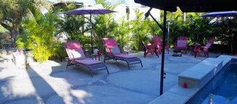 RV on private lot with pool 10 min walk to the beach