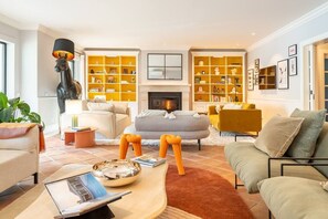 TV, fireplace, video games, DVD player