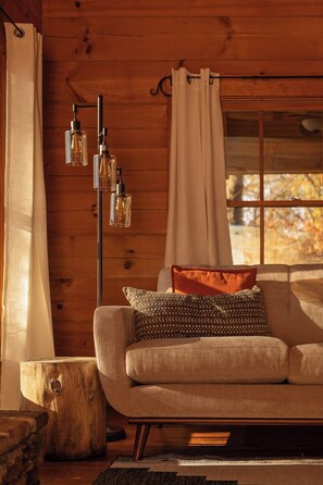 TV, fireplace, table football - Chilhowee Cabin | Ocoee Hot Tub Cabin Sleeps 10 (Benton)