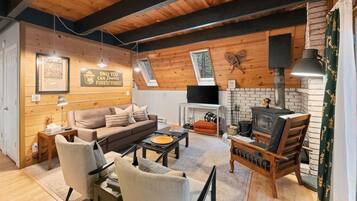 Télévision, cheminée, espaces bureaux