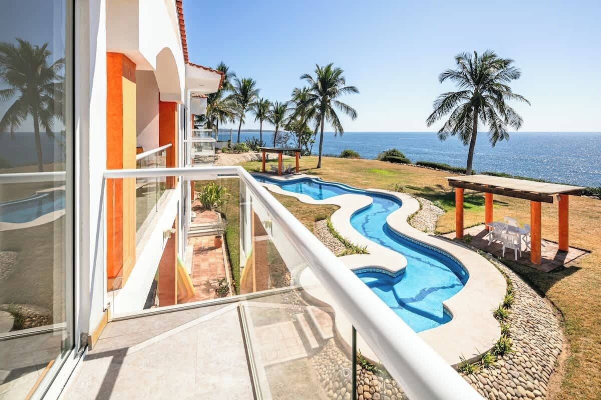 Private balcony overlooks shared back yard and pool.  There are a total of 6 units that share the pool.