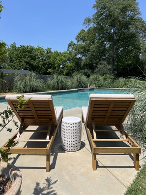 Outdoor pool - Charming Bungalow On Main St & the Swamp Rabbit Trail with Private Pool (Travelers Rest)