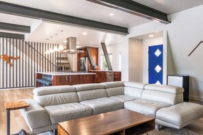 Smart TV, fireplace, video games, table football
