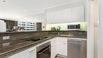 Microwave, stovetop, dishwasher