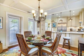 Enjoy meals in this well-appointed dining area with a round table and six comfortable chairs.