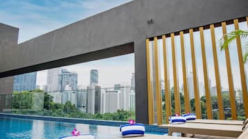 Outdoor pool, sun loungers