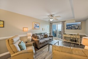 Living area - Ocean front Condo in Cherry Grove at A Summer Place Unit A7 (North Myrtle Beach)