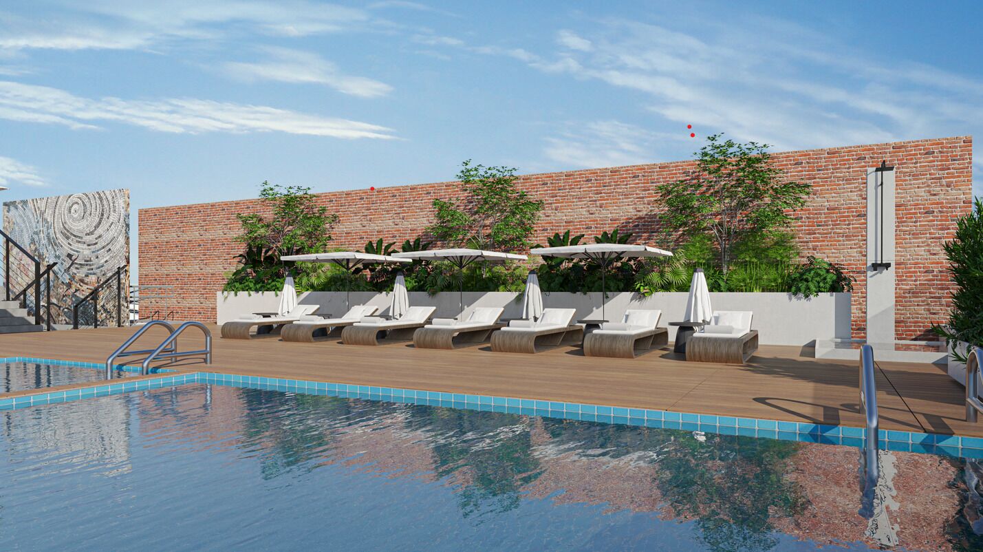 Una piscina al aire libre