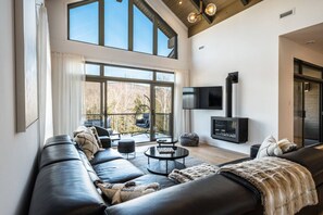 Smart TV, fireplace, stereo