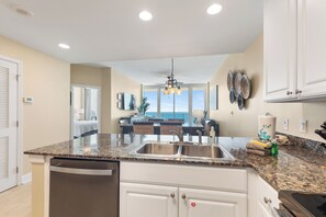 Fridge, microwave, oven, stovetop - Gulf Front Condo | Hot Tub Access! | Liquid Life (Gulf Shores)