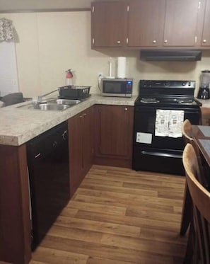 Fridge, microwave, oven, dishwasher