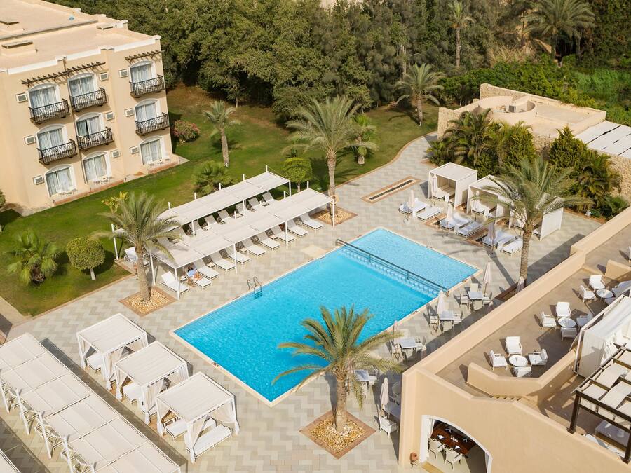 Outdoor pool, sun loungers