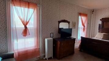 Flat-screen TV, DVD player, table tennis