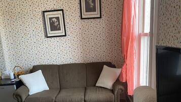 Flat-screen TV, DVD player, table tennis