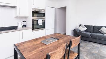 Apartment | Private kitchen | Fridge, microwave, oven, stovetop