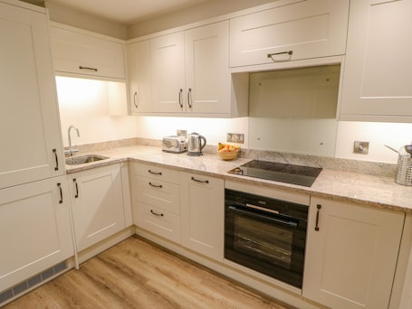 Fridge, dishwasher, electric kettle, toaster