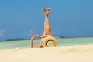 私家海滩、白沙、免费海滩小屋、沙滩椅