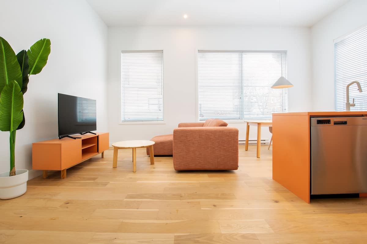 1 Queen-bed appartment - SF100 | Living area | 45-inch flat-screen TV with digital channels, TV