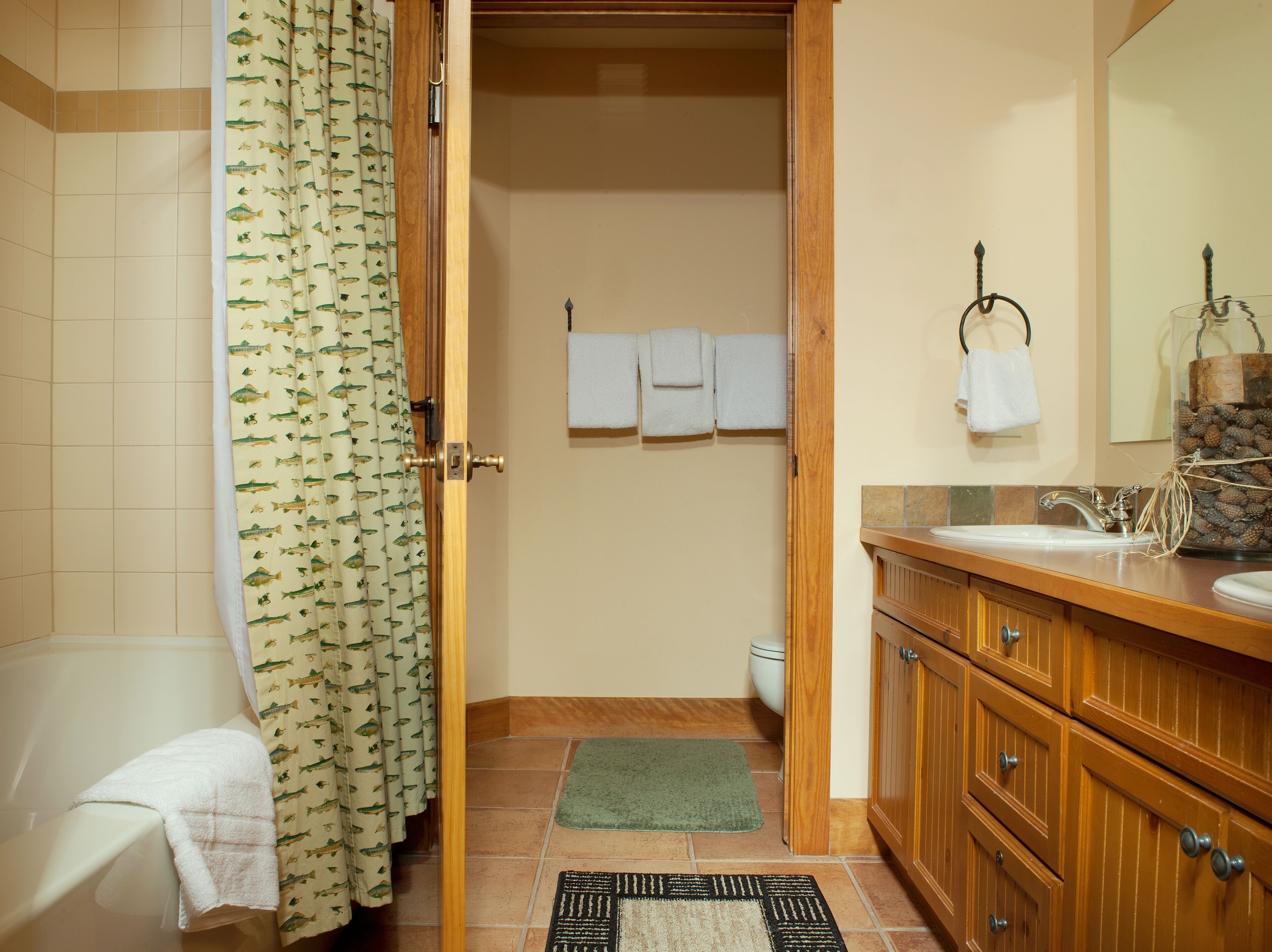 Basic Apartment | Bathroom | Combined shower/tub, hair dryer, towels, soap