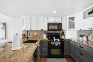 Fridge, microwave, oven, stovetop - Coquina B209 - Crescent Cay. Direct Ocean View (Saint Augustine Beach Florida)