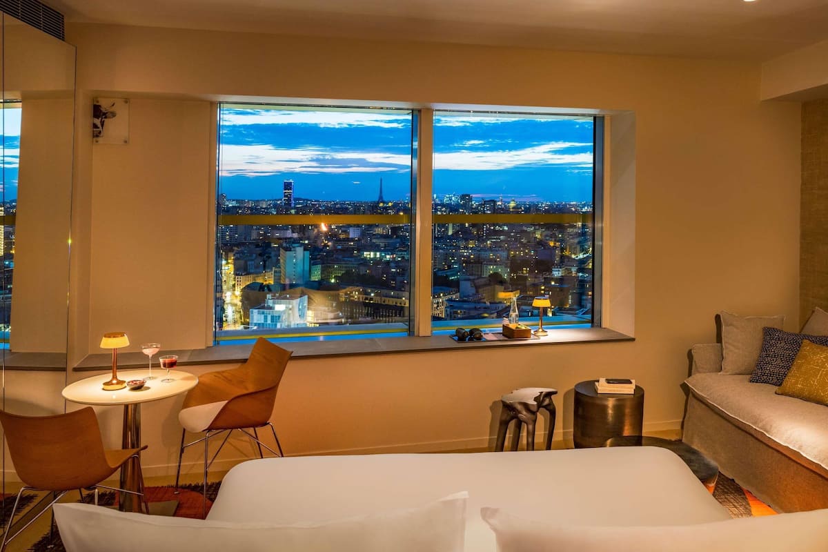 Junior Suite, 1 King Bed, Tower (Eiffel Tower panoramic bath, sunset) | Premium bedding, pillow-top beds, in-room safe, desk