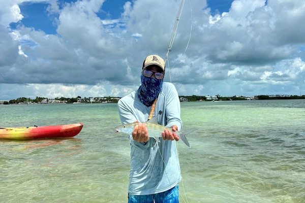 Sportfishing Capital! Bonefish caught on the sandbar in front of Angler’s Reef.