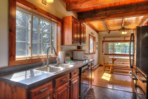 Fridge, microwave, oven, stovetop - Lookout Cabin - Shared waterfront on Rangeley Lake! (Rangeley)