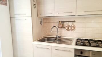 Fridge, oven, stovetop, coffee/tea maker