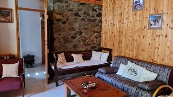 Televisión y chimenea