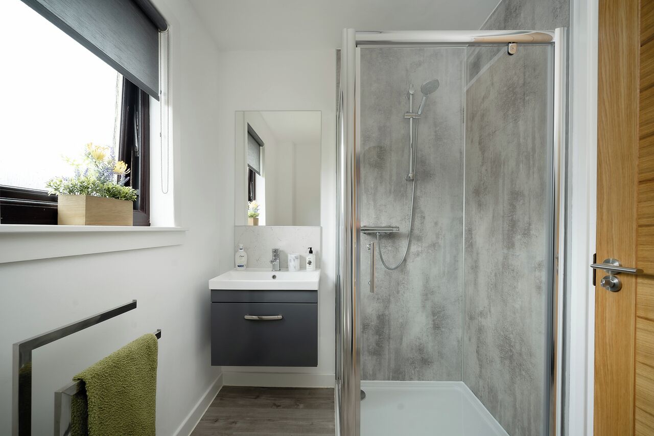 シャワー付き浴槽、ヘアドライヤー、タオル、石鹸