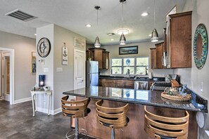 Fridge, microwave, stovetop, dishwasher - Secluded Seabrook Waterfront Home w/ Patio! (Seabrook)