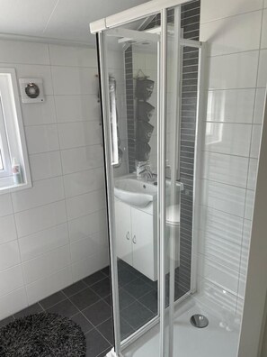 Shower, soap, toilet paper